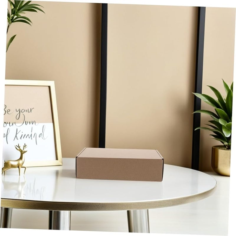 10Pcs Brown Corrugated Kraft Mailing Boxes Easy Assembly Square Design Shipping Packaging - Image 5